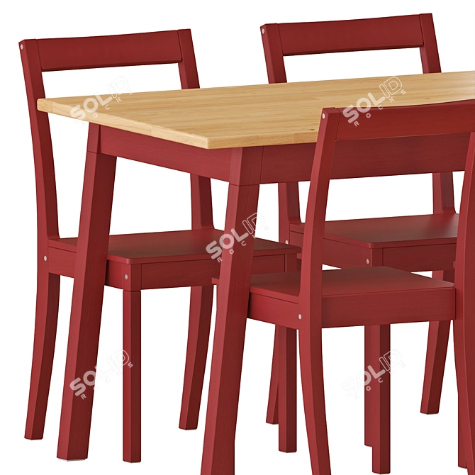 Contemporary Pinntorp Table and Chairs 3D model image 2