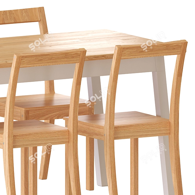 Contemporary Pinntorp Table and Chairs 3D model image 4