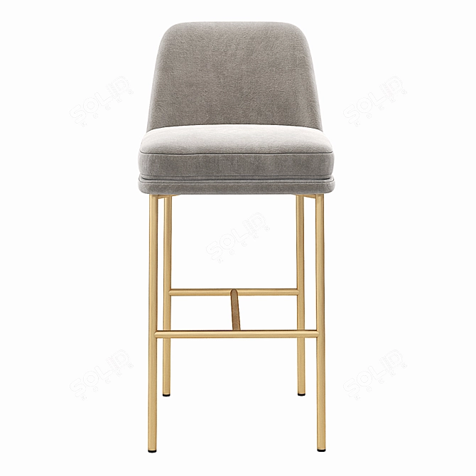 Velvet Upholstered Metal Barstool Set 3D model image 4