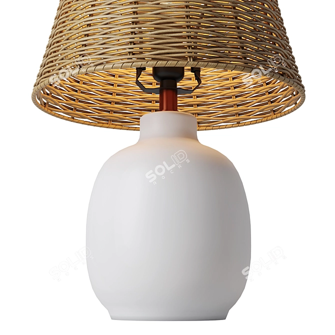 White Ceramic Table Lamp Beauty 3D model image 2