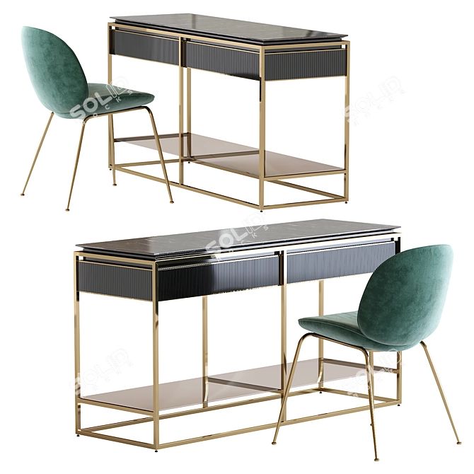 Modern Visionnaire Console & Gubi Beetle Chair 3D model image 1