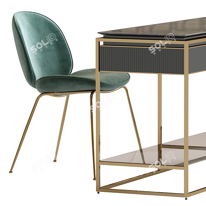 Modern Visionnaire Console & Gubi Beetle Chair 3D model image 2