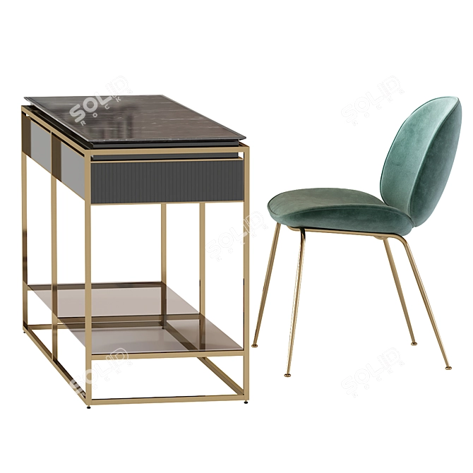 Modern Visionnaire Console & Gubi Beetle Chair 3D model image 3