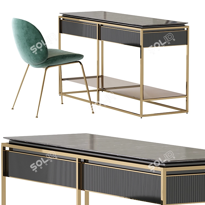 Modern Visionnaire Console & Gubi Beetle Chair 3D model image 4