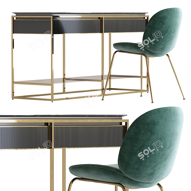 Modern Visionnaire Console & Gubi Beetle Chair 3D model image 6