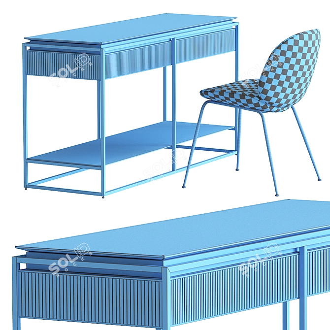 Modern Visionnaire Console & Gubi Beetle Chair 3D model image 7