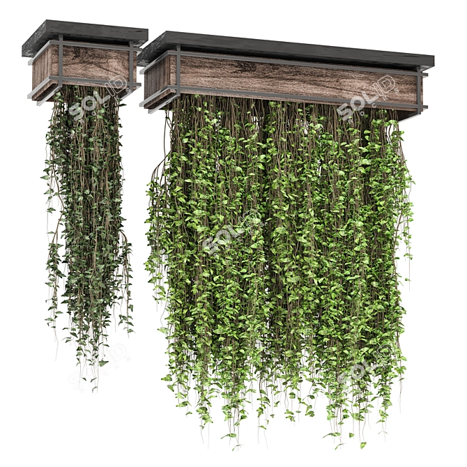 Metal Box Hanging Plants Set 3D model image 1