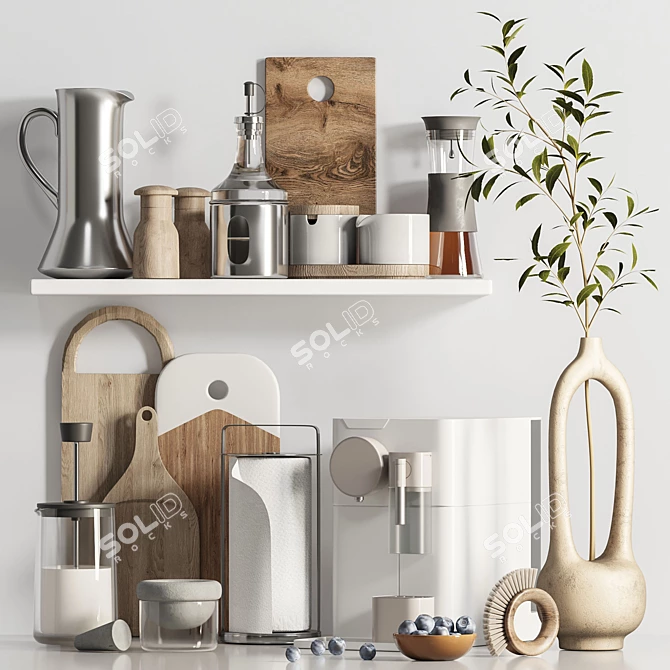 High-Quality Kitchen Accessories Set 3D model image 1