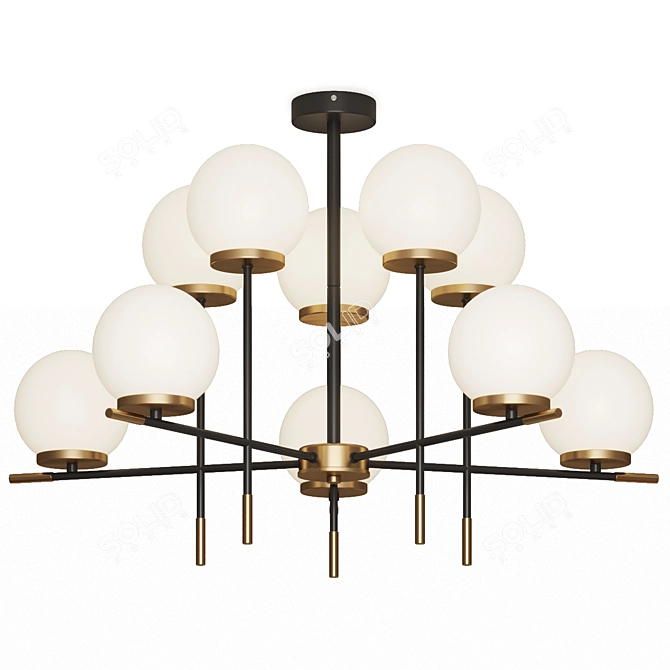 Modern Ceiling Chandelier Black Brass 3D model image 1