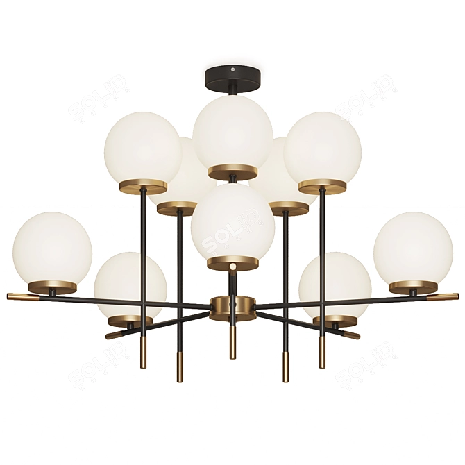 Modern Ceiling Chandelier Black Brass 3D model image 2