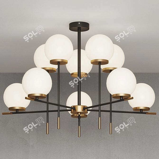 Modern Ceiling Chandelier Black Brass 3D model image 4