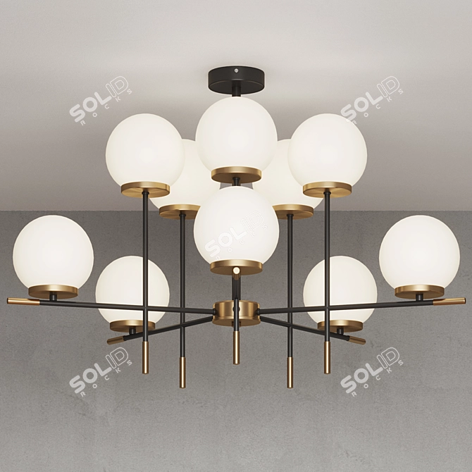 Modern Ceiling Chandelier Black Brass 3D model image 5