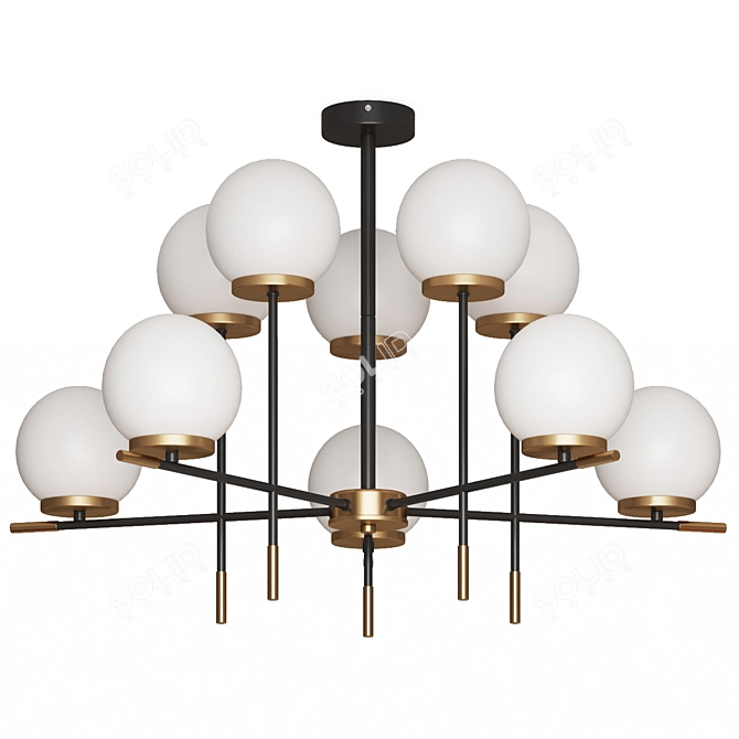 Modern Ceiling Chandelier Black Brass 3D model image 6