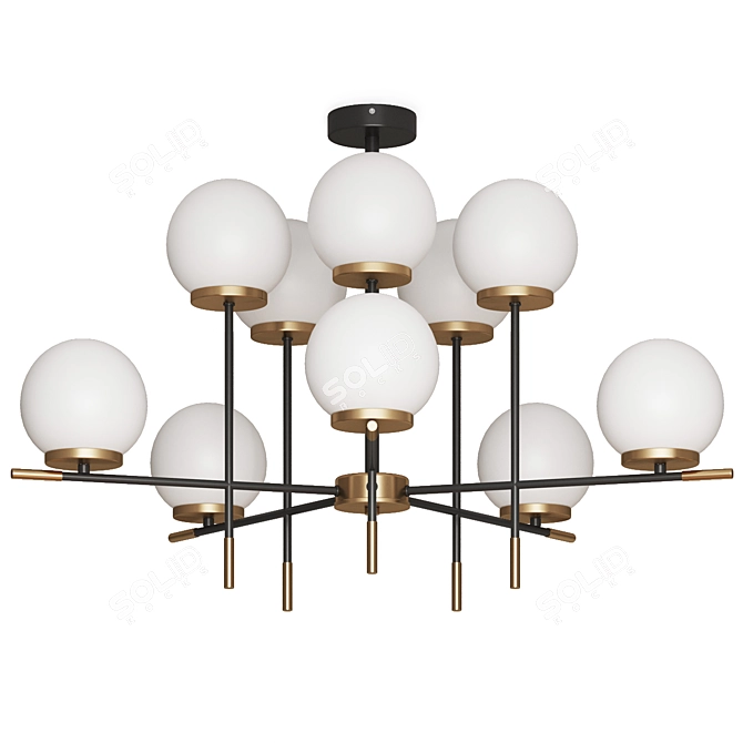 Modern Ceiling Chandelier Black Brass 3D model image 7