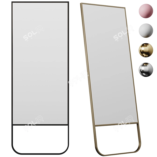 Contemporary Stainless Steel Full-Length Mirror 3D model image 1