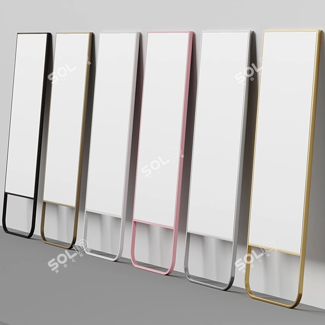 Contemporary Stainless Steel Full-Length Mirror 3D model image 4