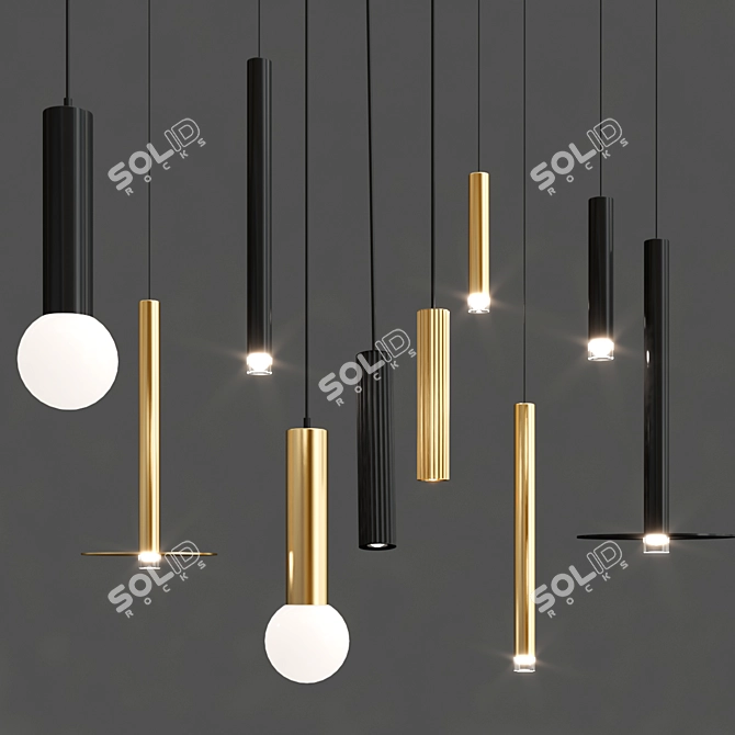 Sleek Pendant Lighting Collection 3D model image 2