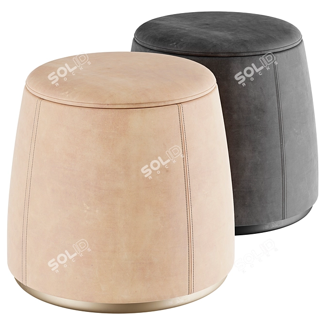 Velvet Padded Ottoman | AVERY 3D model image 1