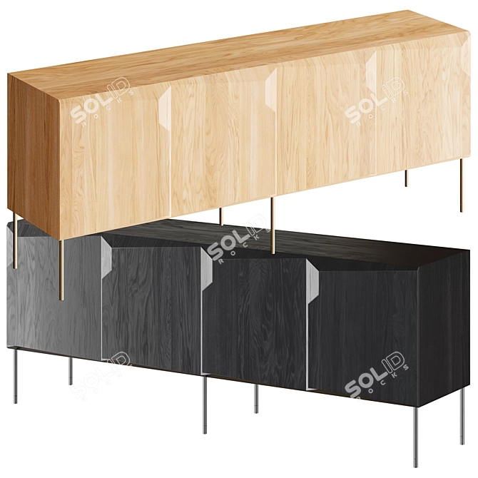 4-Door Oak Stairs Sideboard 3D model image 1