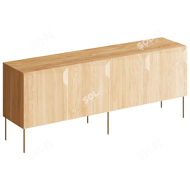 4-Door Oak Stairs Sideboard 3D model image 3