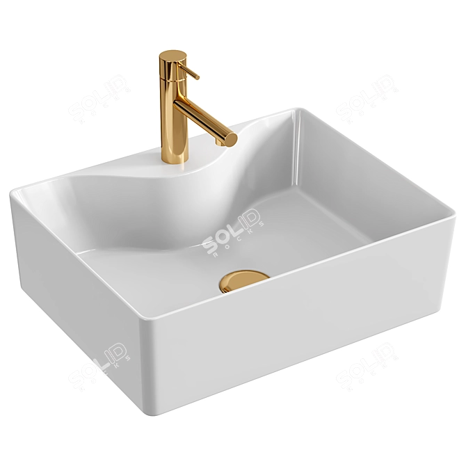 Glossy White Mini Basin Sink 3D model image 1