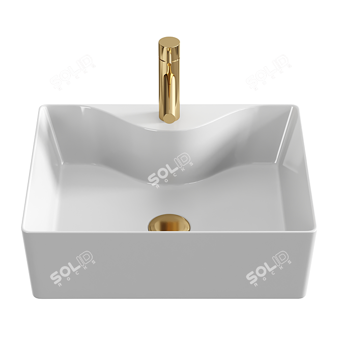 Glossy White Mini Basin Sink 3D model image 3