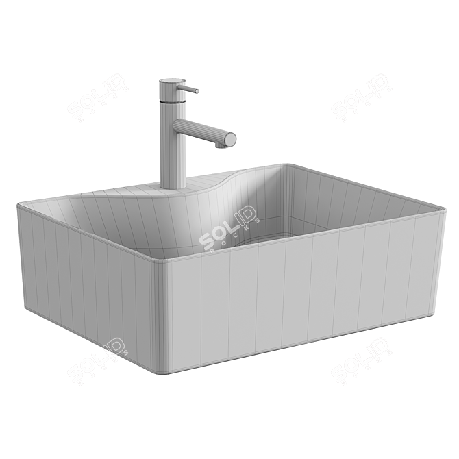 Glossy White Mini Basin Sink 3D model image 4