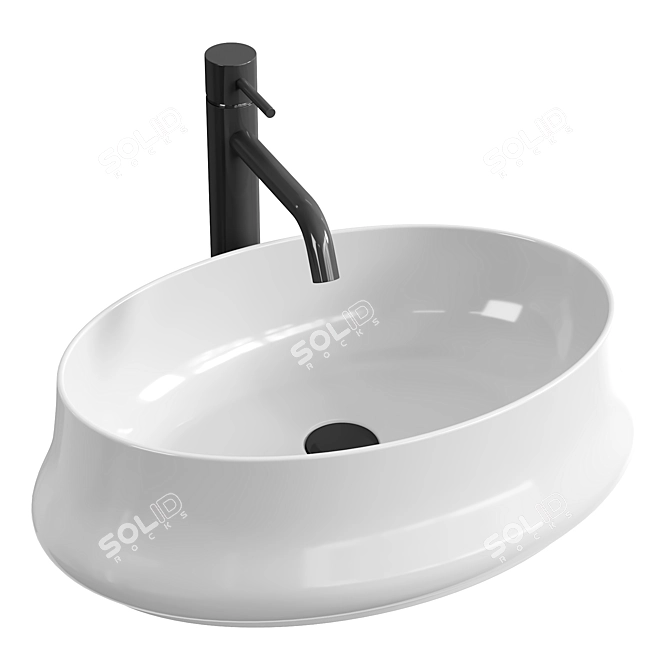 REA Angela Countertop Washbasin - Gloss White 3D model image 1