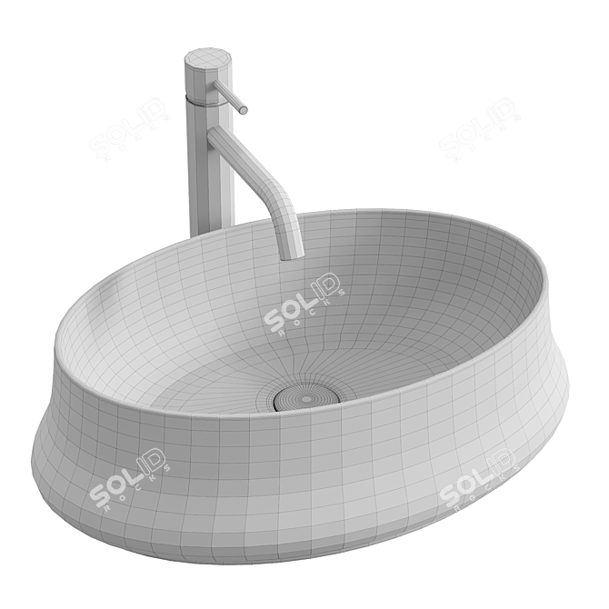 REA Angela Countertop Washbasin - Gloss White 3D model image 3