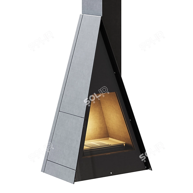 Traforart BREDA Metal Glass Fireplace 3D model image 2