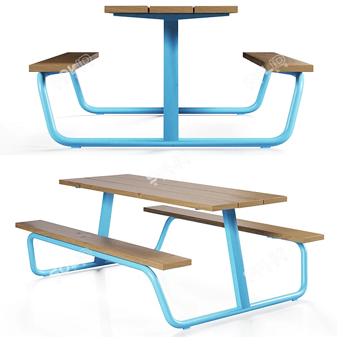 BERG Picnic Table - Colorful Outdoor Dining 3D model image 2