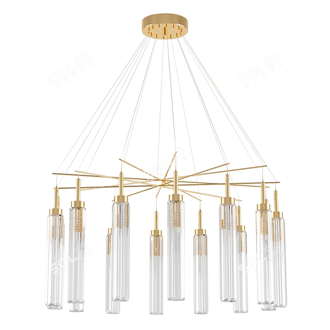 Gold Crystal Pendant Light 95x51cm 3D model image 1