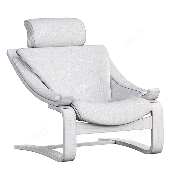 Retro Swedish Leather Lounge Chair 3D model image 3