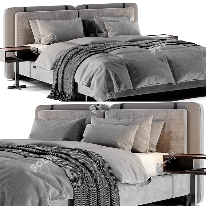 Sophisticated Minotti Tatlin Soft Bed 3D model image 2