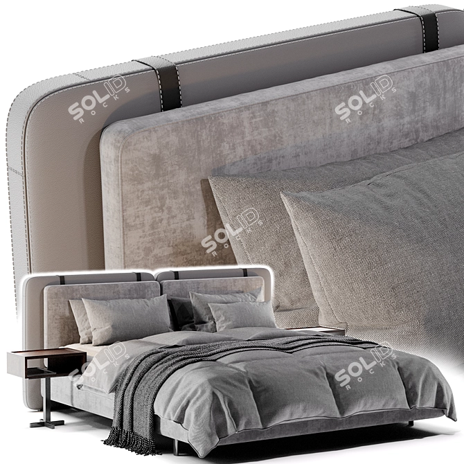 Sophisticated Minotti Tatlin Soft Bed 3D model image 3