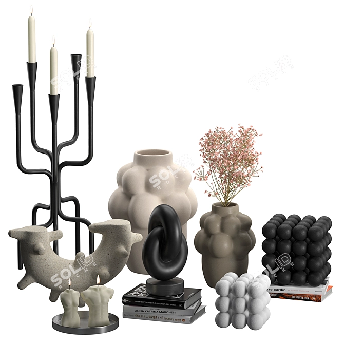 Stylish Corner Design Decor Set 3D model image 6