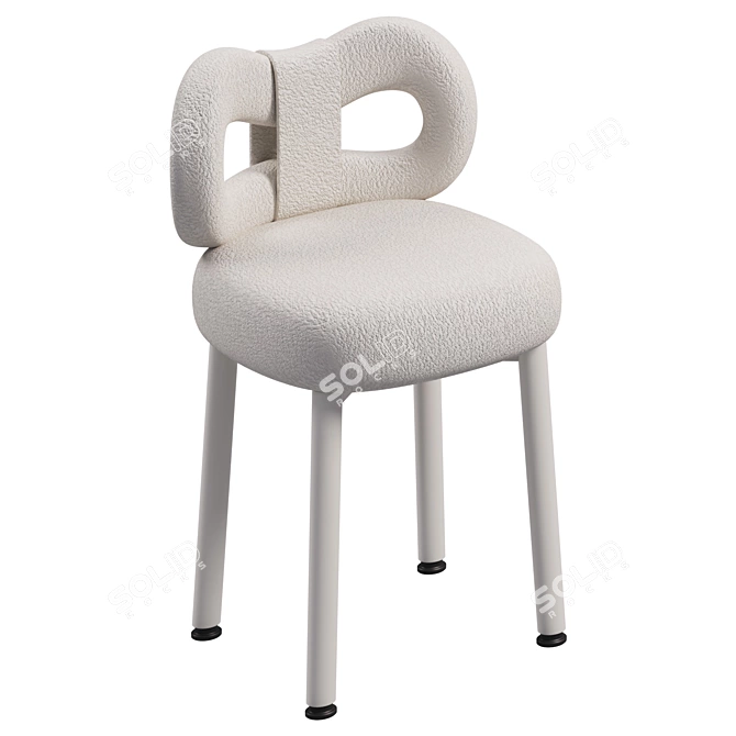 White Boucle Chair - Claire 3D model image 3