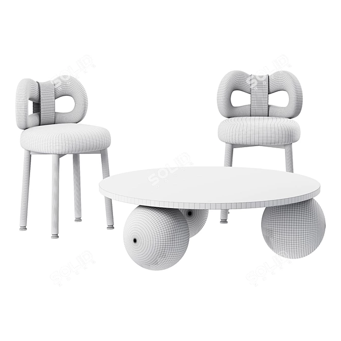 White Boucle Chair - Claire 3D model image 4