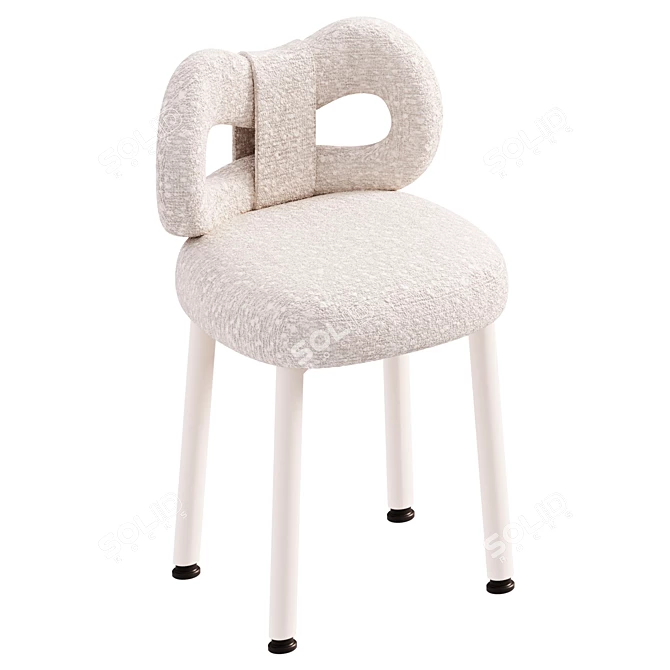 White Boucle Chair - Claire 3D model image 7