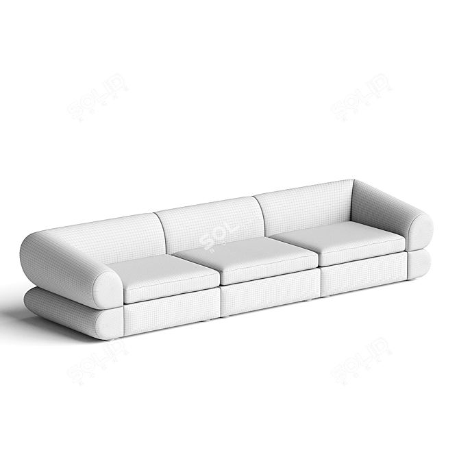 Modern Ivory White Sectional Sofa 3D model image 2