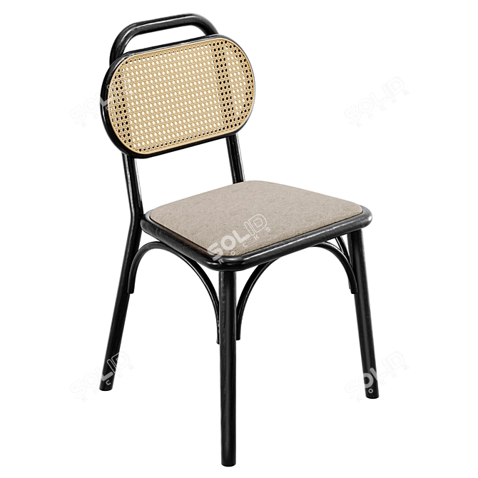 Solid Elm Wood Chair 3D model image 1