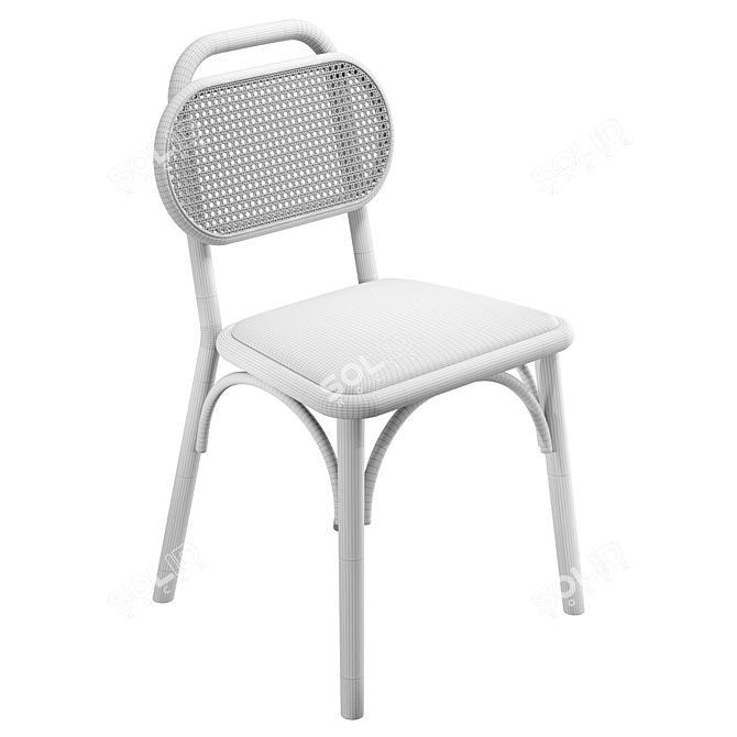 Solid Elm Wood Chair 3D model image 2