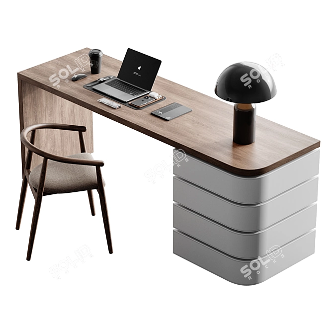 Modern Workstation with Polygons 3D model image 1