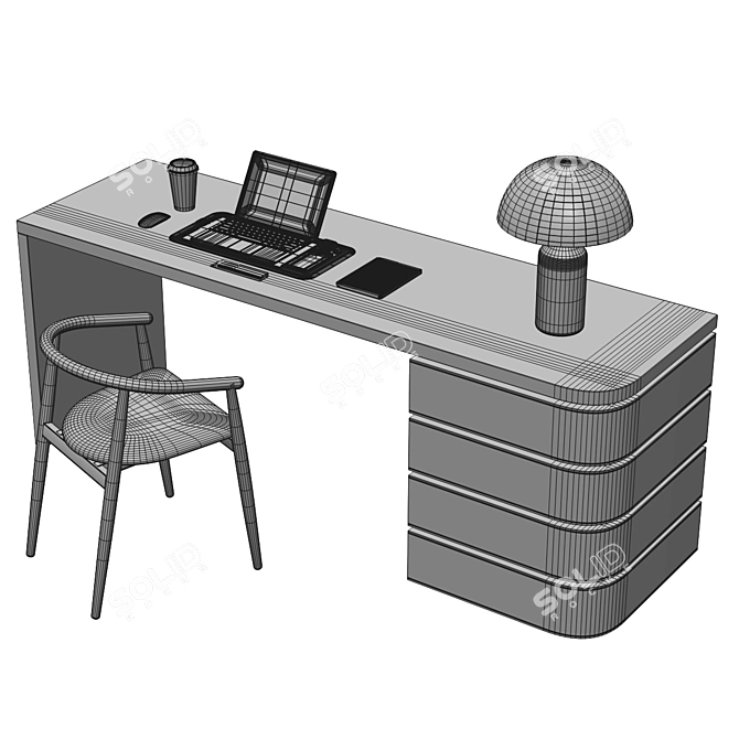 Modern Workstation with Polygons 3D model image 4