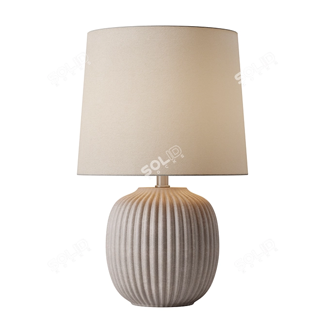 Ribbed Ceramic Table Lamp, Artistic 3D model image 1