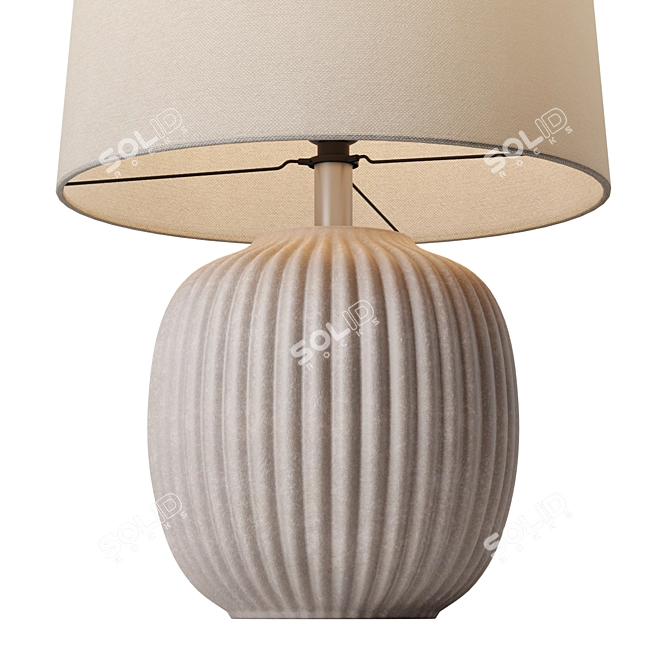 Ribbed Ceramic Table Lamp, Artistic 3D model image 2