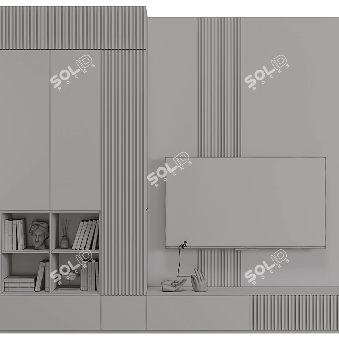 Contemporary TV Wall Unit 02 3D model image 3