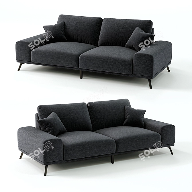 Modern Graphite Textile Ron Sofa 3D model image 1