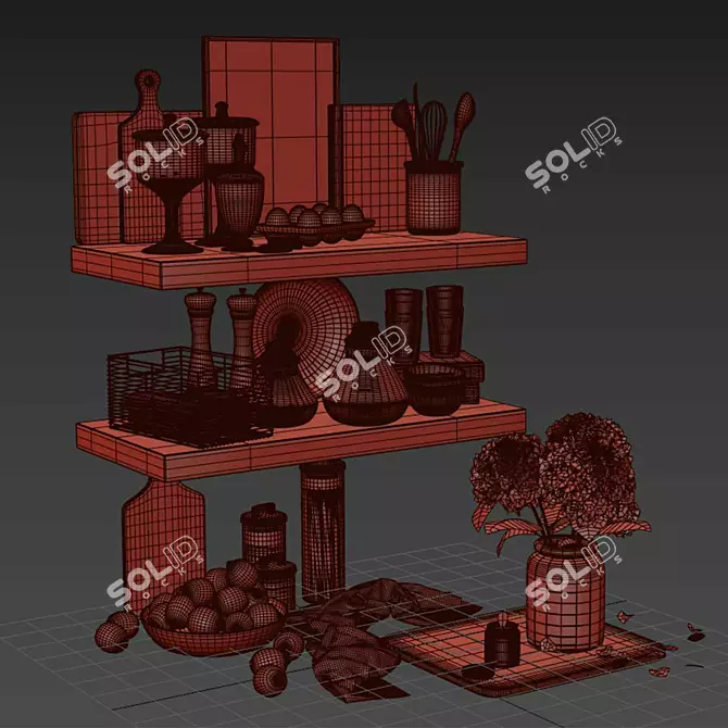 Kitchen Accessories Set with Various Items 3D model image 5