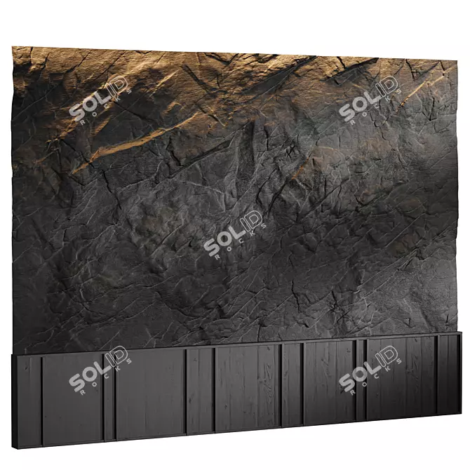Rock Bed Headboard, Stone Panels 3D model image 1